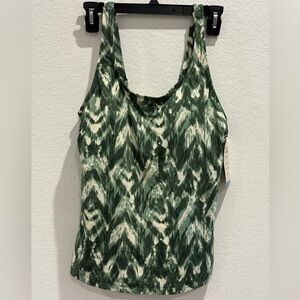 Duluth Trading Co Green and White Fitted Tank Top